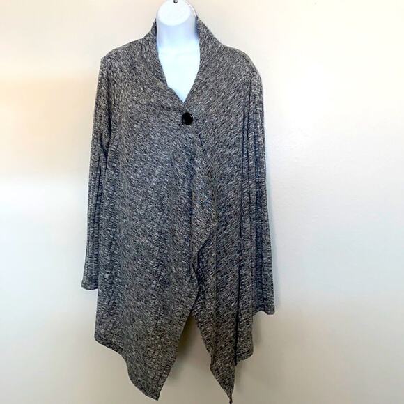 Dana Buchman Woman’s Gray One Button Sweater Duster Cape M - Picture 2 of 12